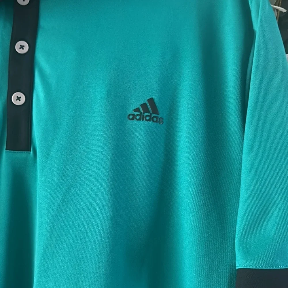 Adidas Blue and Black Polo Shirt Sporty Design